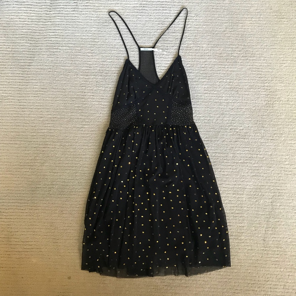 Kimchi Blue - Sheer Black with Gold Glitter Dress